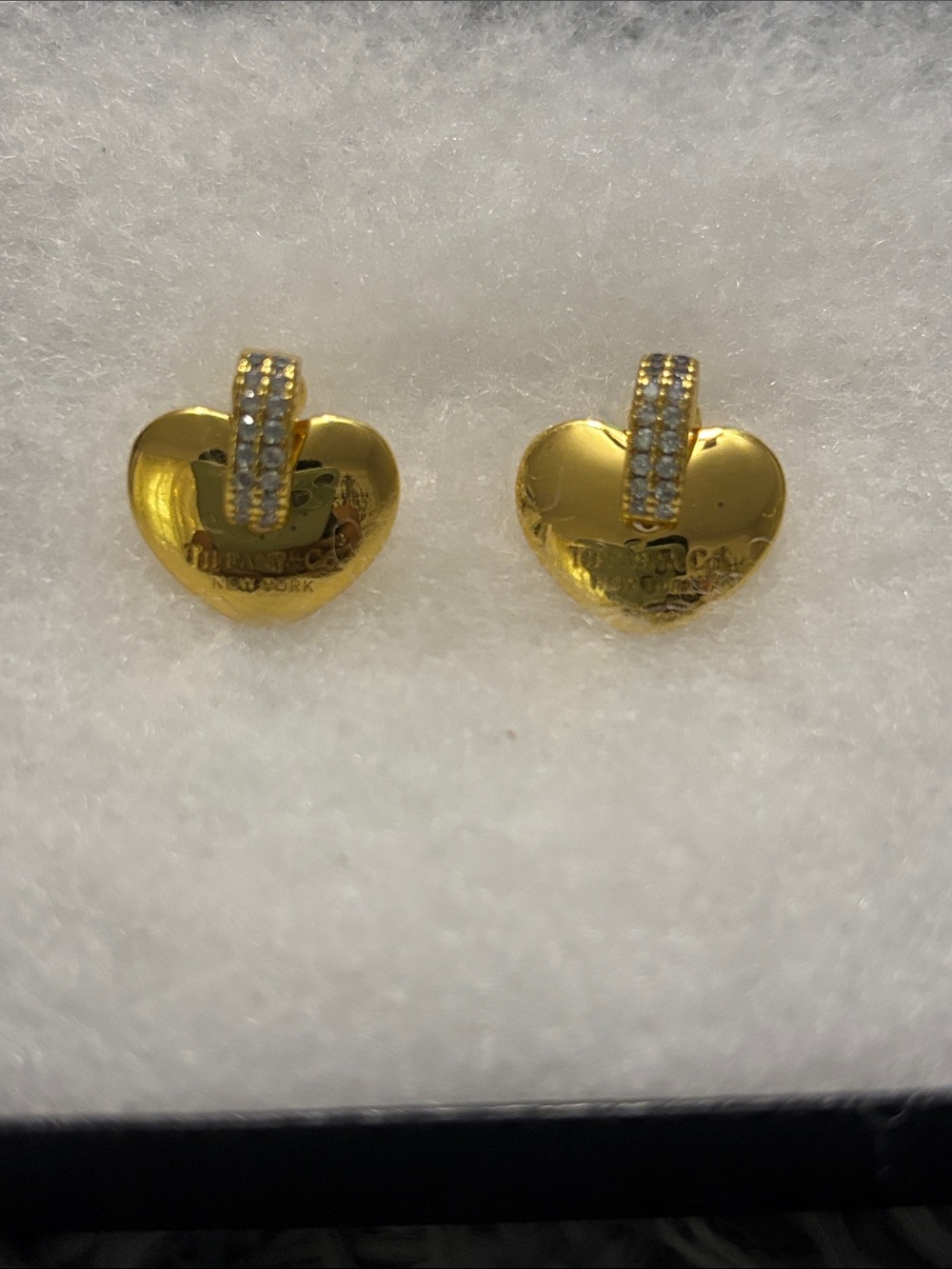 Tiffany & Co. Inspired Gold & Diamond Heart Drop Earrings